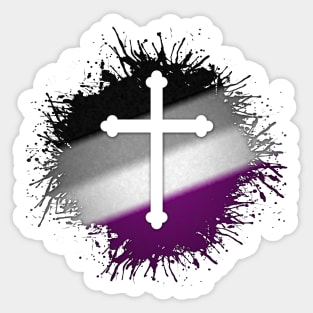 Paint Splatter Asexual Pride Christian Cross Symbol Sticker